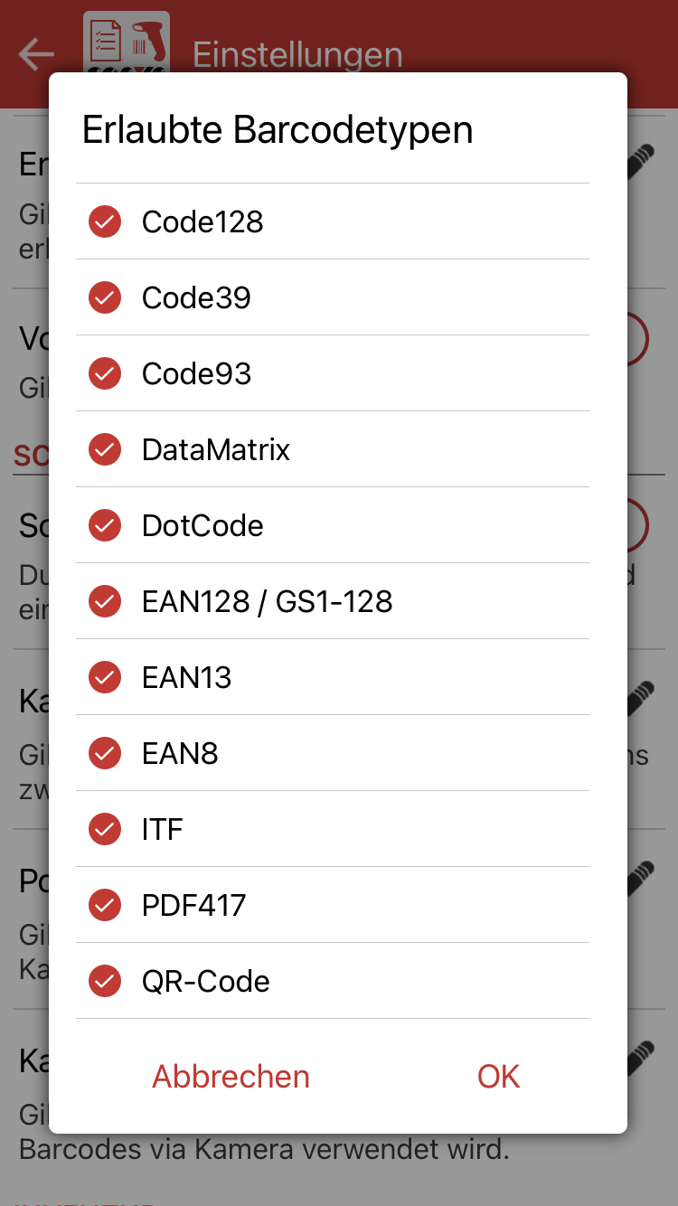 Inventur Barcodetypen Android / iOS Cloud App von COSYS