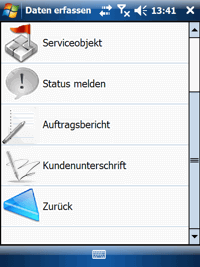 Auftragsbericht Hauptmenü Windows Mobile / CE Software von COSYS