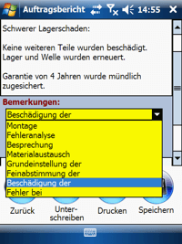 Auswahl Bemerkung Windows Mobile / CE Software von COSYS