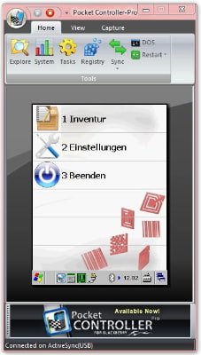 SOTI Pocket Controller - Bildschirm des Geräts und Benutzeroberfläche 