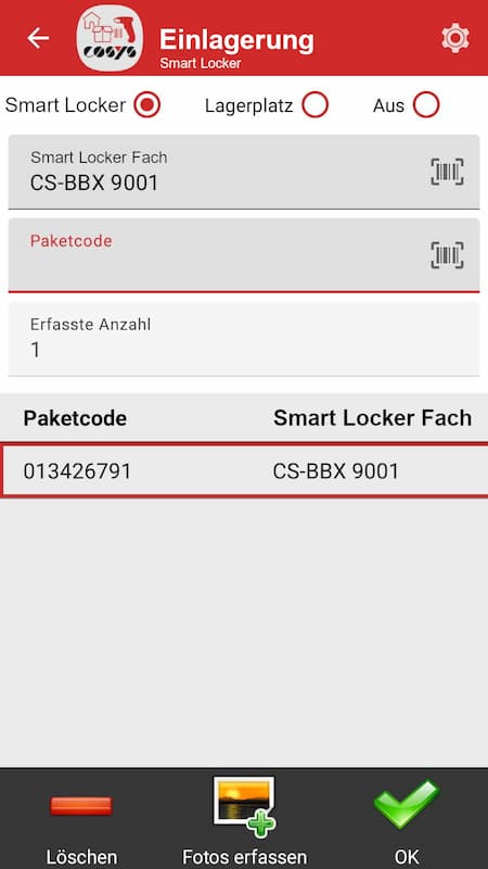 Einlagerung Smart Locker