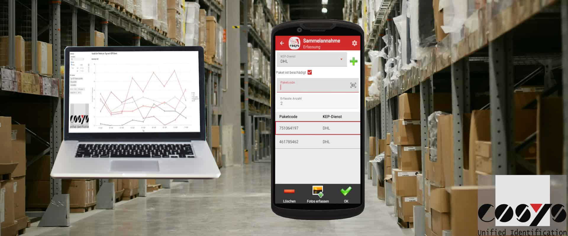 Intralogistik mit COSYS Software und PDA.